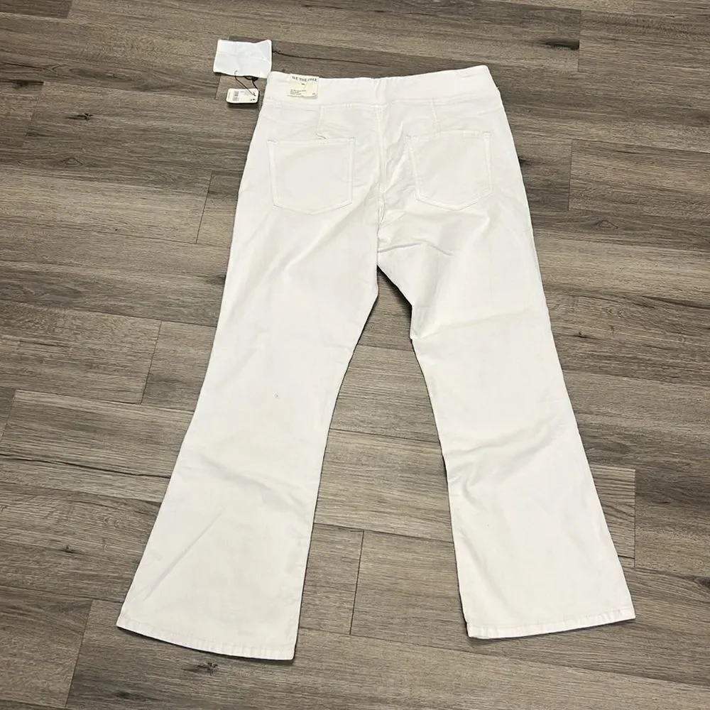 Free People In My Feelings White Cropped Slim Flare Jeans M